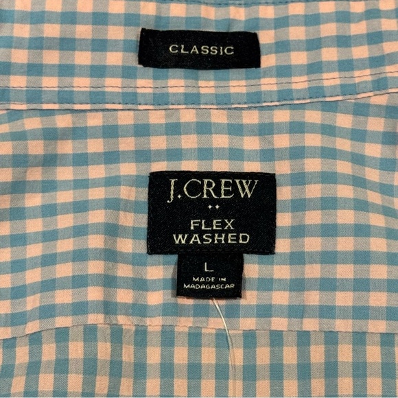NEW J Crew Mens Flex Washed Large Shirt Classic Pink Blue Plaid Long Sleeve NWT - Picture 2 of 8